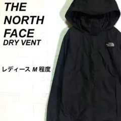 (春コーデ)ノースフェイス マウンテンパーカー 薄手 刺繍ロゴ 黒 M