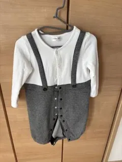 サスペンダー付きロンパース ホワイト　90cm