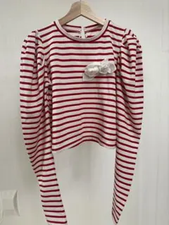 トップス BIBIY ROSETTE BORDER TOP BIBIY. MADE | ROSETTE BORDER TOP NAVY｜Bibiy.