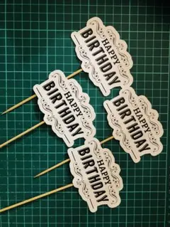 HAPPY BIRTHDAY ケーキトッパー 4個セット