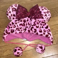 ディズニー　ファンキャップ　ミニー　ヒョウ柄　ピンク