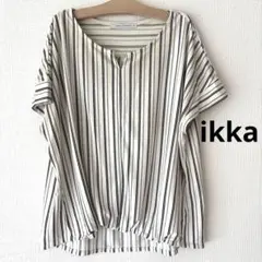 IKKA ROUNGE 半袖 ブラウス ストライプ M レディース オフィス