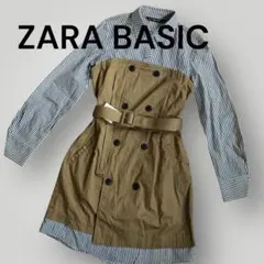 【最終価格】タグ付新品 ZARA BASIC ストライプシャツ ドッキングXS