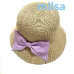 Milsa キッズストローハット　麦わら帽子　リボン　女の子　サイズ52cmのサムネイル