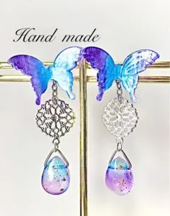 蝶としずく✩.*˚キラキラ 2wayセパレート ピアス・イヤリング