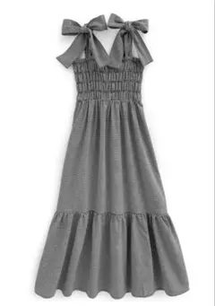 GRL グレイル チェック柄ショルダーリボンワンピース[on266]