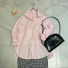 美品❣️【H&M】M〜L コットン100% シャツ ピンク 春色 オーバーサイズ
