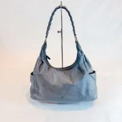 美品 キタムラ ワンショルダーバッグ Kロゴ ステッチ レザー ネイビー