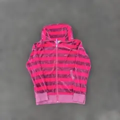 【希少/Y2K】00s NIKE ベロア ハイネックパーカー ボーダー ピンク