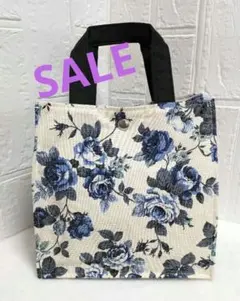 ハンドメイド【983】スクエアトートバック ランチバック サブバッグ 薔薇柄