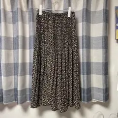 grove 花柄プリーツロングスカート ブラウン