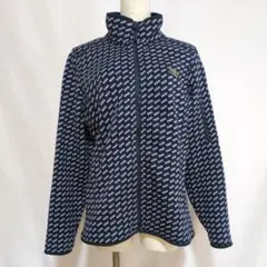 L.L.Bean エルエルビーン 総柄フリースジャケット ネイビー フルジップ