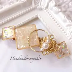 一番人気　ホワイトパール バレッタ