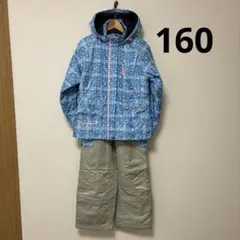 160 キッズ　子供　女の子　スキー　スノボ　ウェア　上下　水色　可愛い