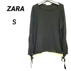 ザラ ブラック 長袖 ニットシャツ 【S】 レディース トップス 黒 人気 無地