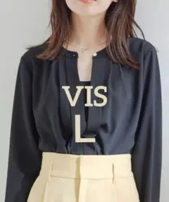VIS：【防シワ・洗える】フロントタック長袖ブラウスのサムネイル