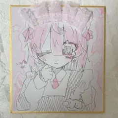 手描きイラスト メイド服の女の子 色紙サイズ 画用紙 - メルカリ