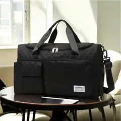 【SALE♡】ボストンバッグ キルティング やわらか素材 ジム 旅行 ブラック