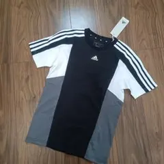 アディダス　Tシャツ　半袖　ジュニア　キッズ　150　ストライプ　白　黒