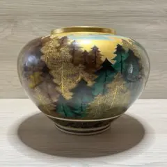 九谷焼　花瓶　金色