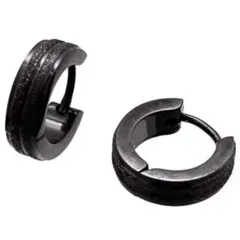 ブラック　ステンレス フープピアス 2個セット　送料無料！