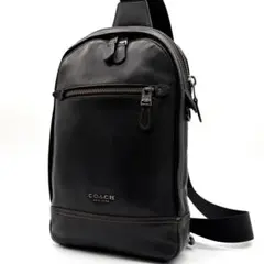 【美品】コーチ グラハム ボディバッグ レザー ブラック 斜め掛け F37598