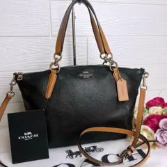 極美品☆COACHコーチ 2wayショルダーバッグ ブラック シボ革レザー