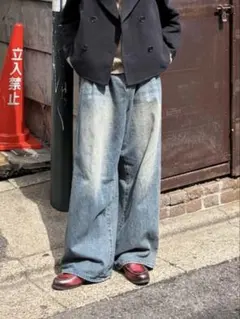 Alfred Alex. ヴィンテージメイク ワイドデニムパンツ M ブルー系