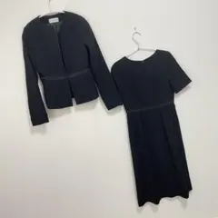 フロリア ノーカラージャケット・ミディアム丈Aラインワンピースセットアップスーツ