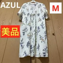 ✨美品❣️AZUL✨花柄　ジレ・ロングカーディガン♪ウエスト紐付き