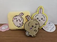 ちいかわ うさぎ ふわふわポーチ サガラ刺繍 ラインストーンキーホルダー セット