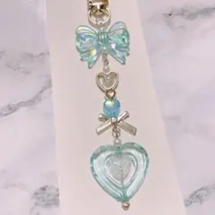 ビーズキーホルダー　水色　ブルー　推しカラー　y2k 韓国　コレクトブック