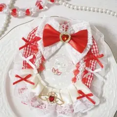 トレカケース レースデコ リボン 硬質ケース 赤 チェック B8 〈r005c〉