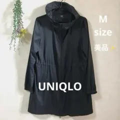 UNIQLO ブラック フード付き スプリング コート モッズコートM