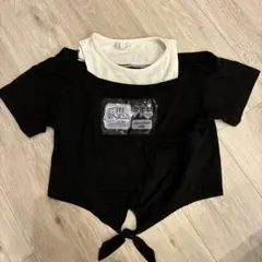 Jennilove 半袖Tシャツ 重ね着風 ブラック