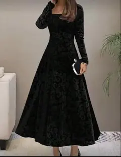 ブラックベルベットパーティードレス