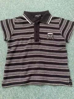 COMME CA ISM ポロシャツ 100A 黒/ストライプ