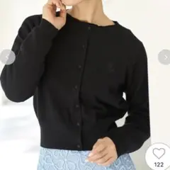 新品未使用☆定番人気 CELFORD ロゴ刺繍シンプルカーディガン ブラック