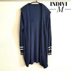 INDIVI ネイビー フード付きカーディガン 38