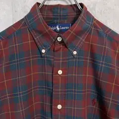 RALPH LAURENチェックシャツ90sブロードブラウンタータンチェック