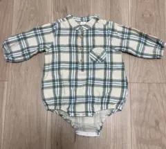 cottoli チェック　ロンパース 80cm
