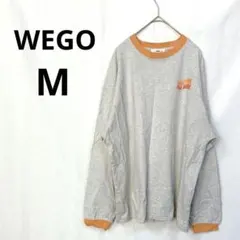 ウィゴー▶長袖カットソー グレー オレンジ バックプリント リブ M