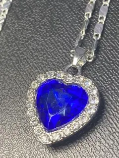 青いハート型　ジルコニア　スターリングシルバー　s925 ネックレス