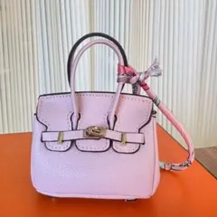 ミニバッグチャーム　AirPodsケース　コインケース　BJDバッグ　薄いピンク