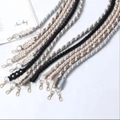 スマホストラップ マクラメ編み込みショルダー 120cm ピンクホワイト