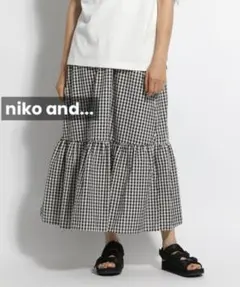 k0186 niko and... ギンガムチェック柄マキシ切り替えスカーのサムネイル