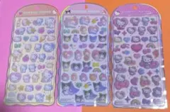 キティ・マイメロ コットンパフィシール 3シートセット