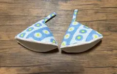 ハンドメイド 三角鍋つかみ 2個セット 花柄