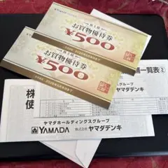 ヤマダデンキ　株主優待 お買物優待券 500円　２枚