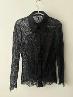 ZARA レース長袖シャツ ブラックのサムネイル